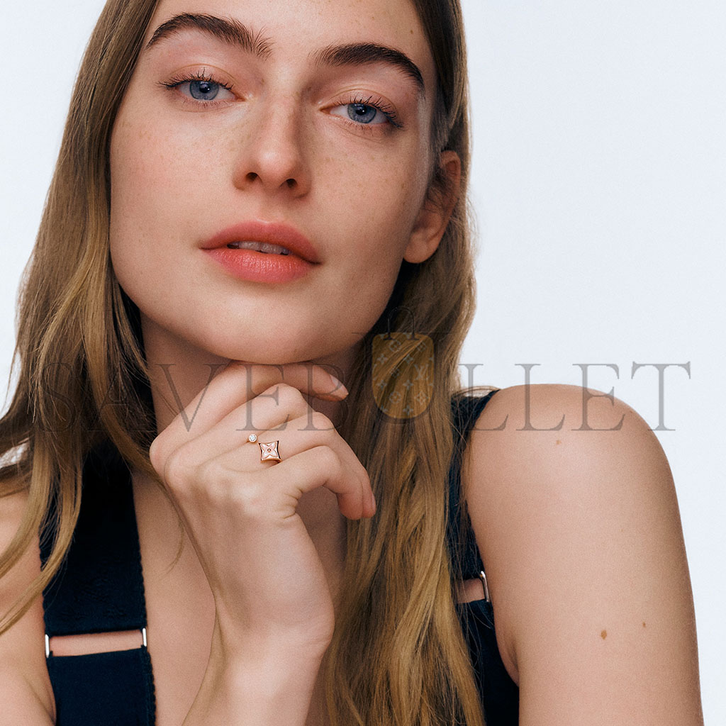 l**is v*t*n color blossom mini star rose gold, pink mother-of-pearl and Di*m*nd ring q9n07a